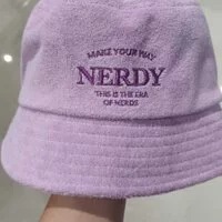 [S] NERDY SERIF LOGO TERRY BUCKET HAT,LIGHT PURPLE, SN104 (SN104)