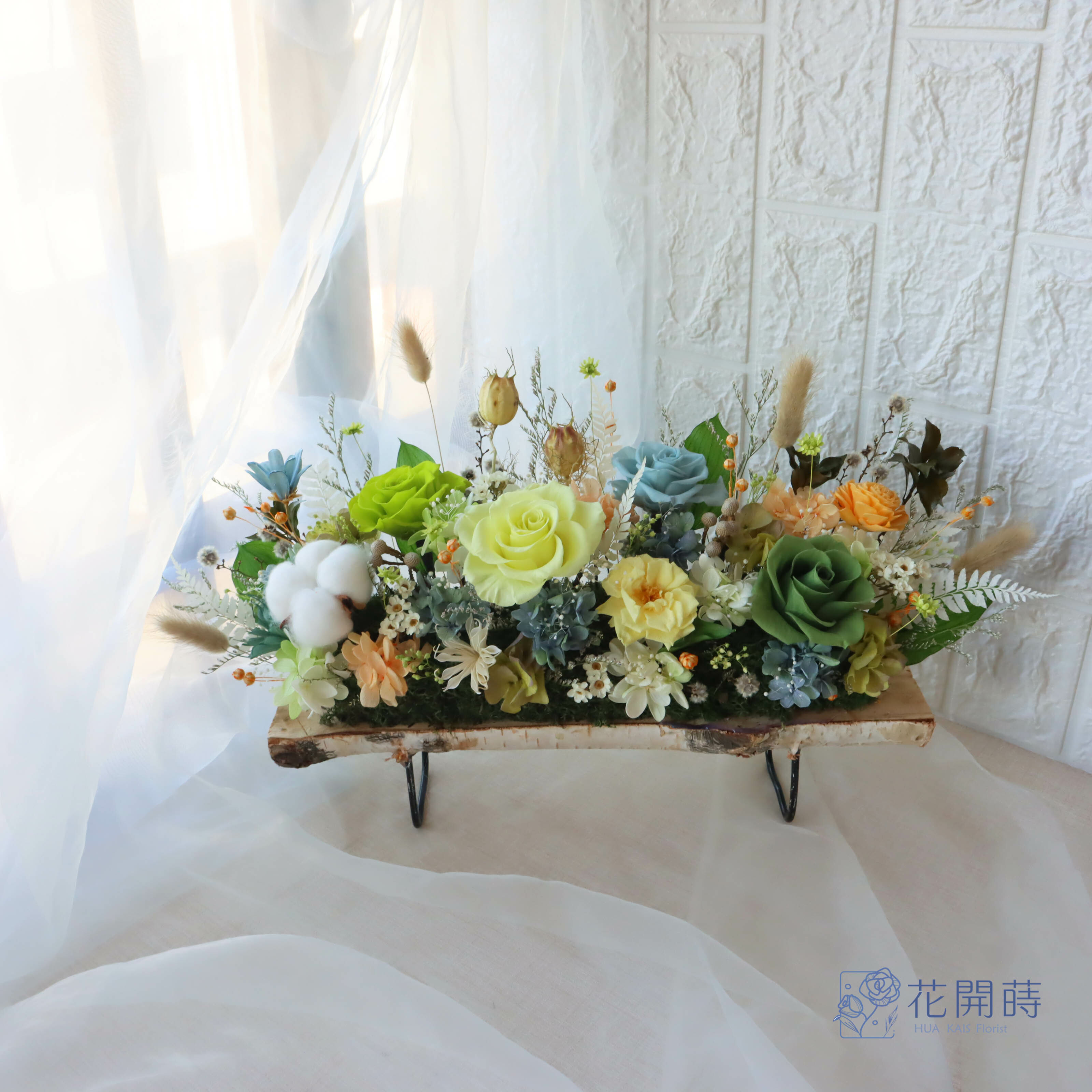 永生桌花|清綠花園木頭桌花||開幕賀禮|新居賀禮|窗台花藝|永生花園|榮譽花禮