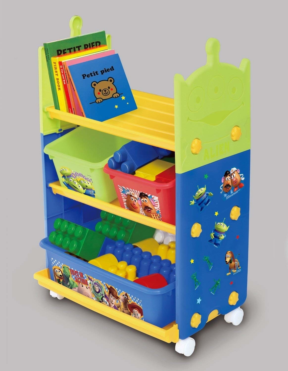 日本製 Disney三層收納架附輪子-三眼仔 (不含玩具) (全新沒有包裝盒)