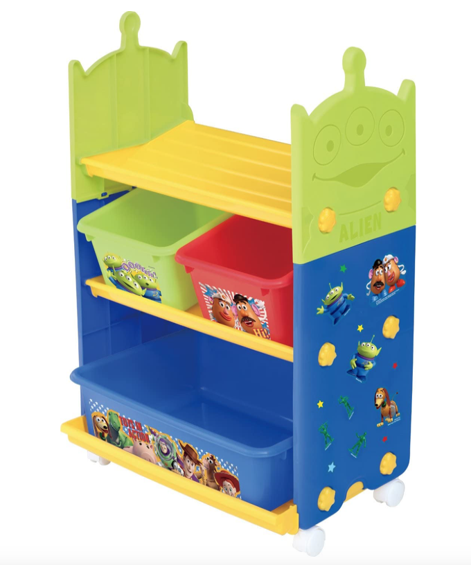 日本製 Disney三層收納架附輪子-三眼仔 (不含玩具) (全新沒有包裝盒)