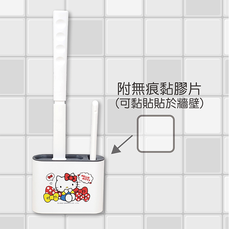 三麗鷗兩用夾縫矽膠馬桶刷組-HELLO KITTY小紅裙款、蝴蝶結款
