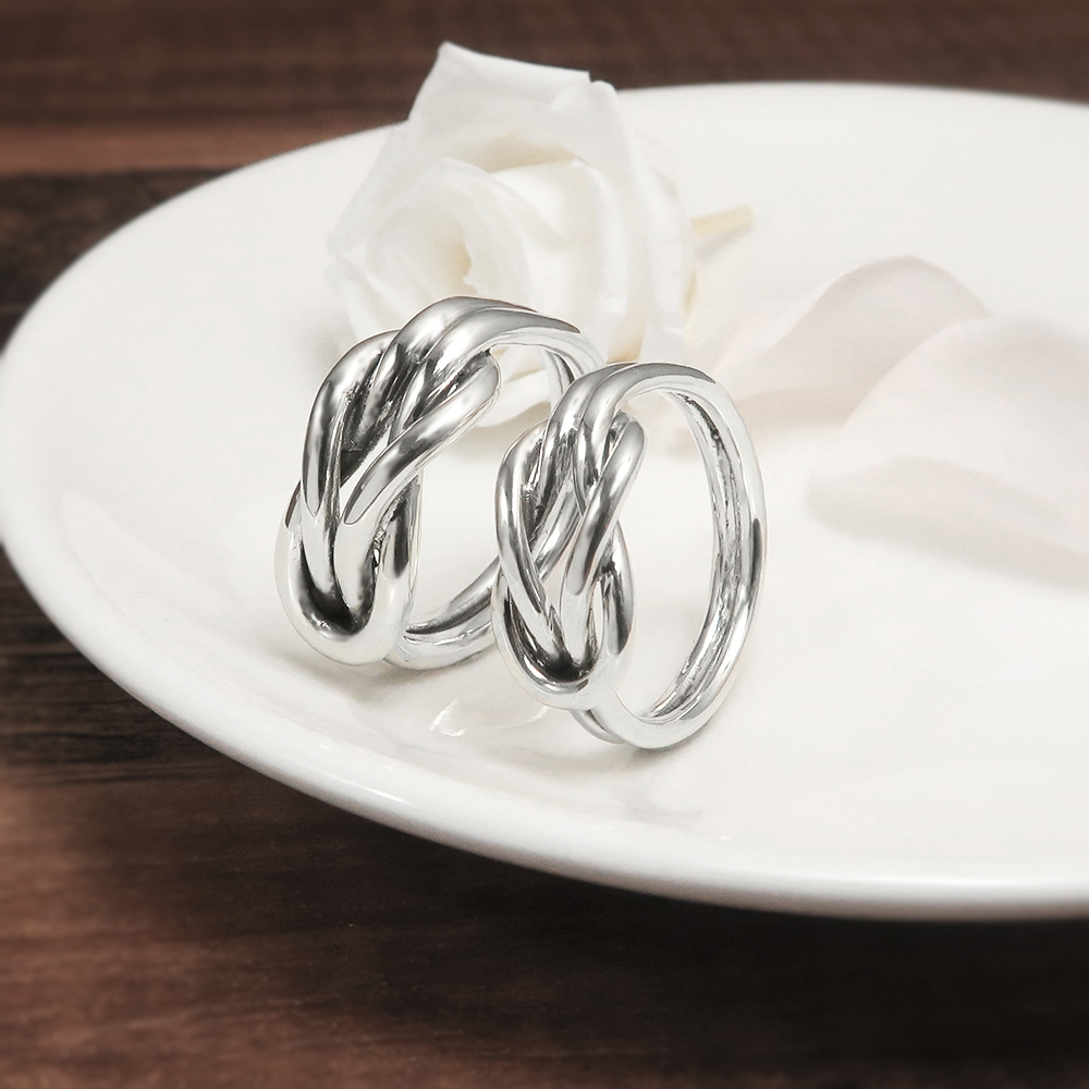 永結同心 平結戒指【經典版加寬版】純銀情侶對戒組