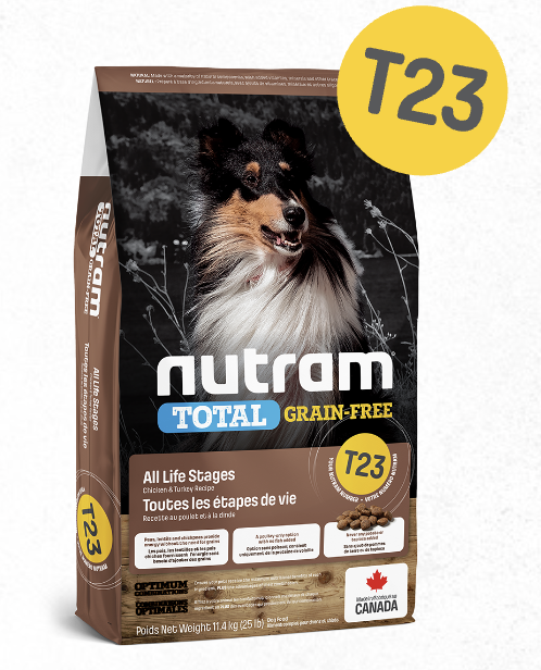 Nutram T-23 無薯無穀中型犬糧 (雞+火雞) 2KG/11.4KG