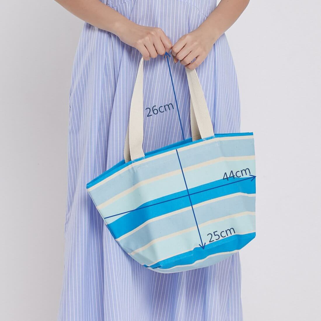 新版文青台味茄芷棉質托特帆布袋/深淺藍