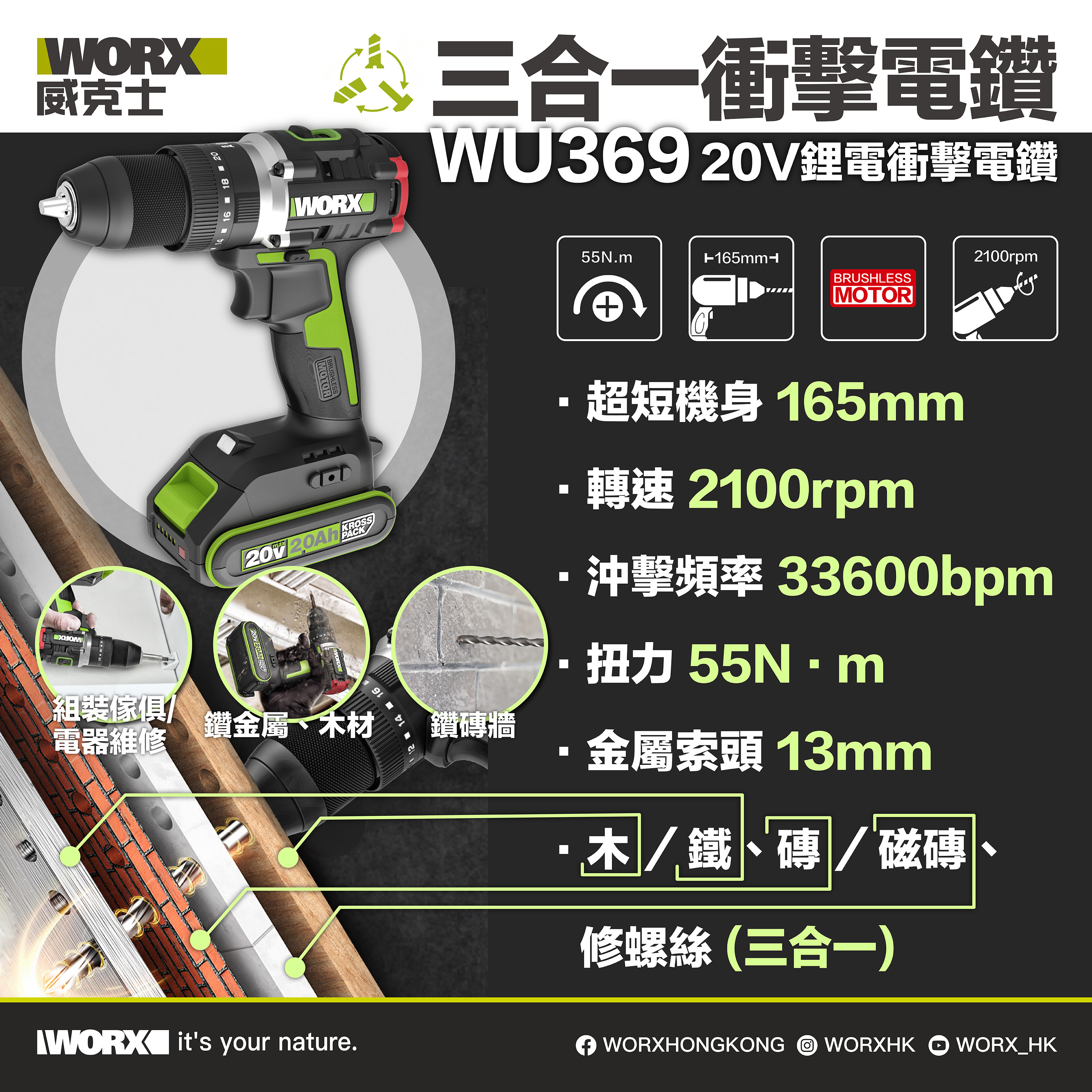 WORX WU369 20V