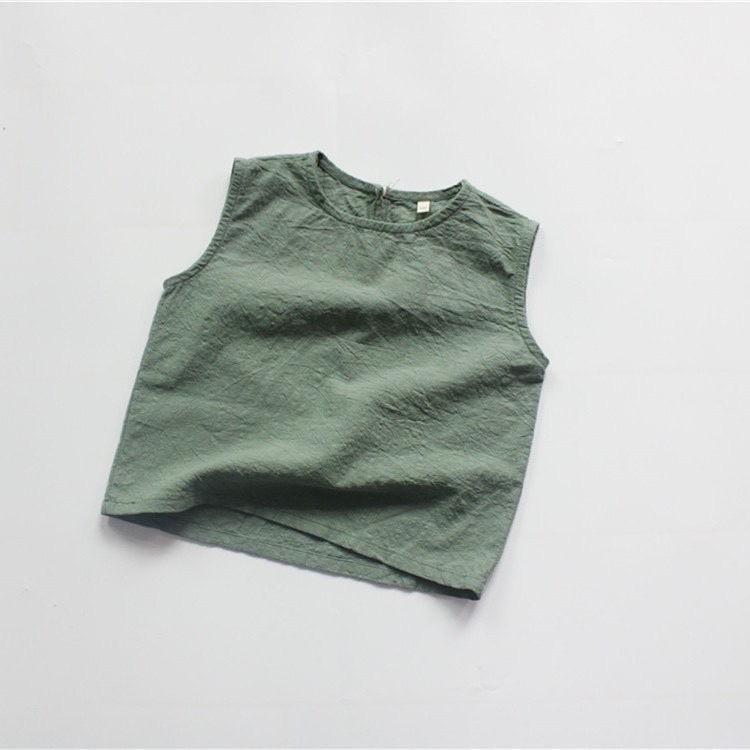 森林系竹節棉無袖背心