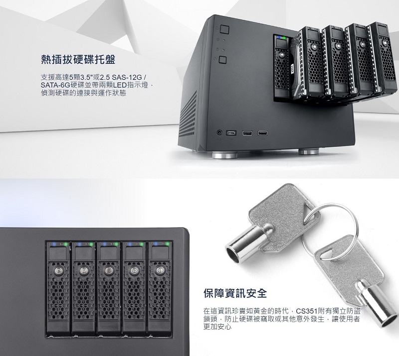 米特3C數位–SilverStone 銀欣 CS351 支援5顆SAS-12G熱插拔的多功能NAS機殼