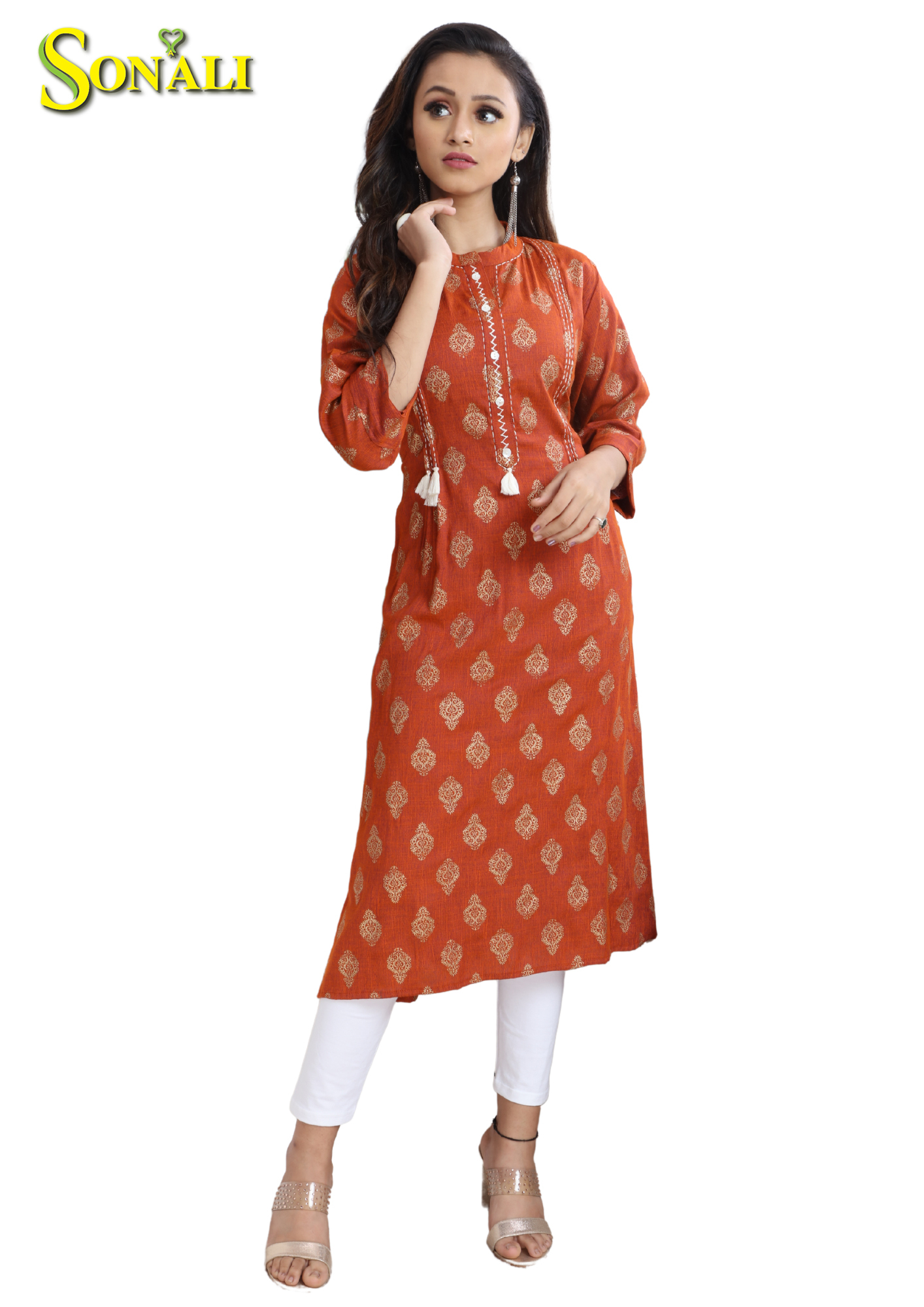 Sonali Women Brown Kurti Dress Q1540