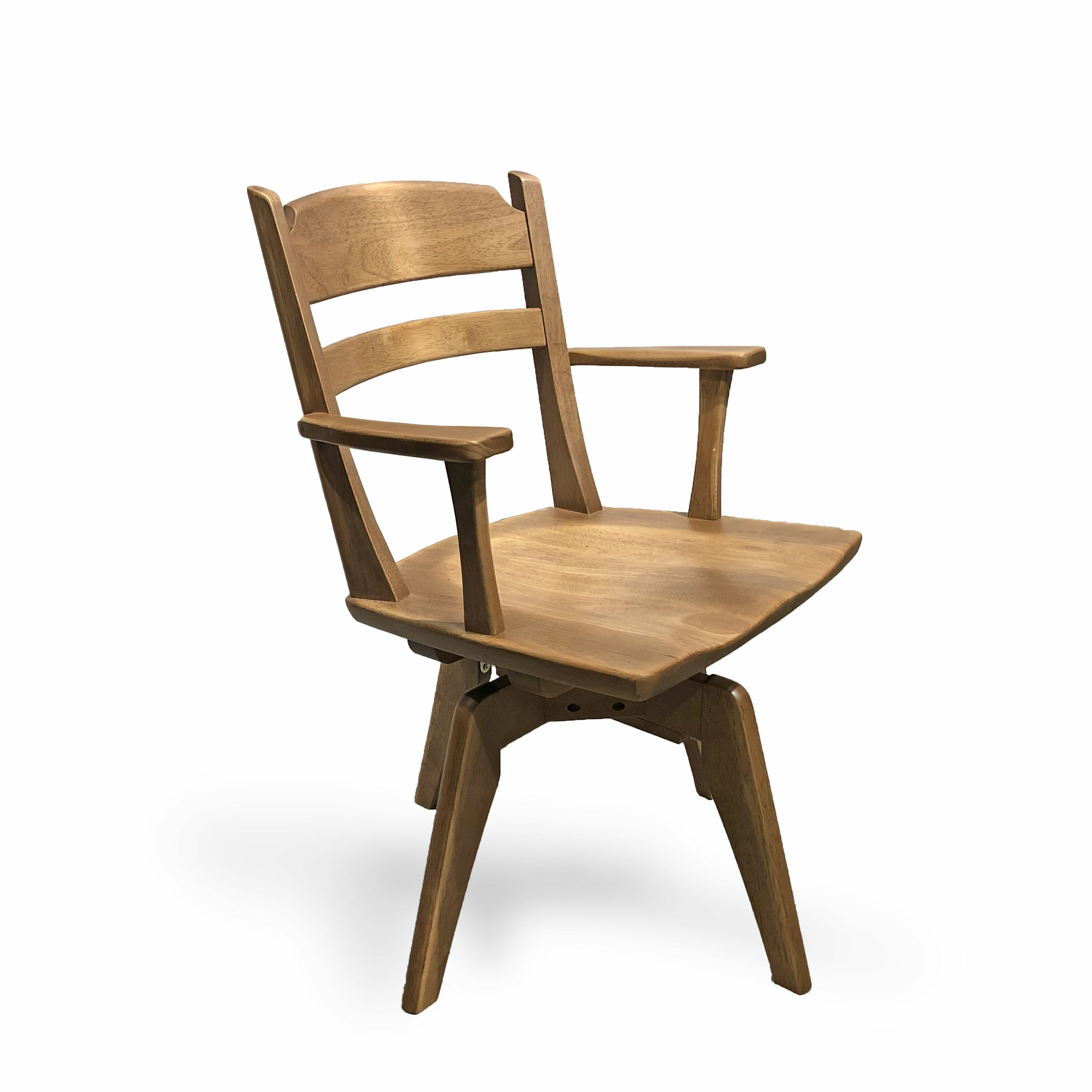 【JAP日式】日式橡膠木扶手旋轉椅