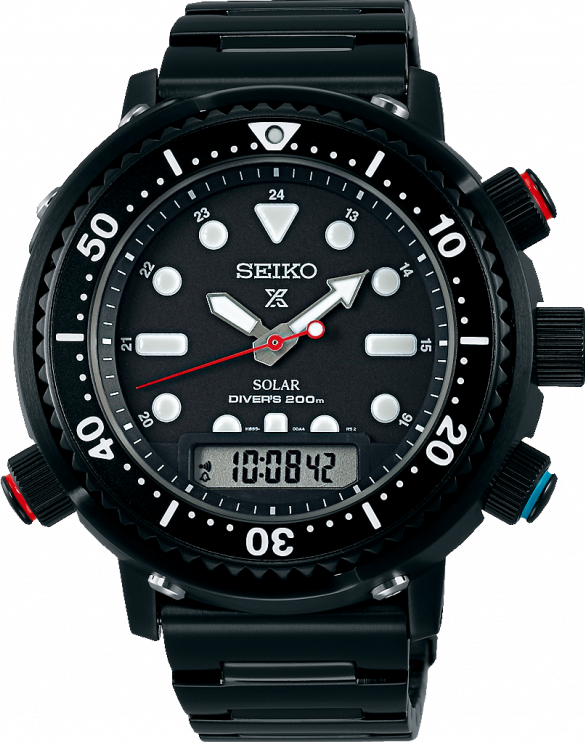 萬年鐘錶- SEIKO PROSPEX 阿諾太陽能雙顯潛水錶SNJ037P1 / H855-00C0SD