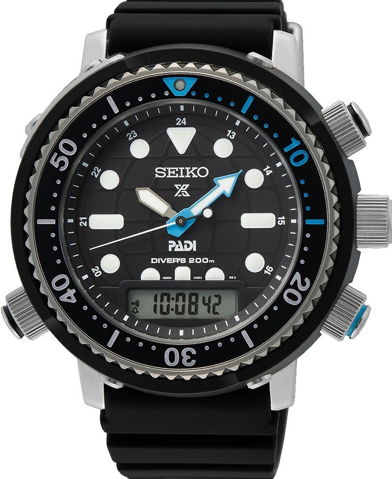 萬年鐘錶 - SEIKO PROSPEX  40週年限量鮪魚罐頭  阿諾太陽能雙顯潛水錶   SNJ035P1 / H855-00B0C  錶徑46.9MM