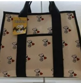 [S] LE.JUNEV PEANUTS SNOOPY TOTE BAG,WHITE/BLACK, SLJV20 (SLJV20)