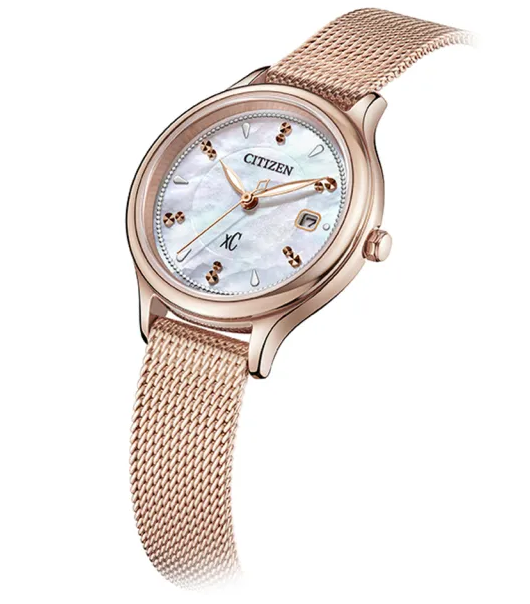 萬年鐘錶 - Citizen 星辰錶  XC   亞洲限定版玫瑰金光動能女錶   EW2635-54X 錶徑28MM