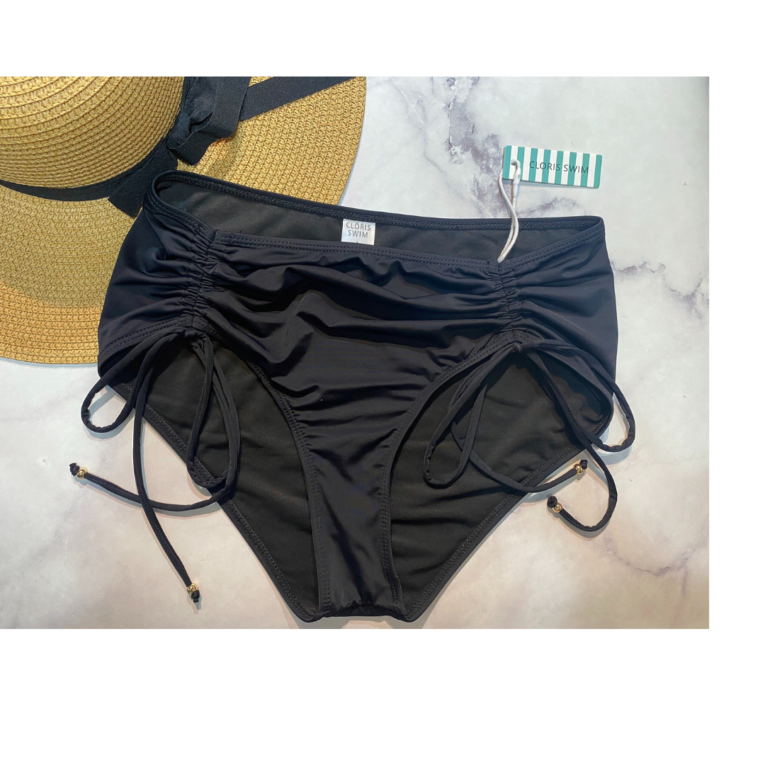 綁繩抓皺塑腹褲《褲子》- 黑