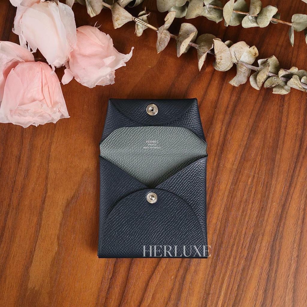 Bastia change purse 76 bleu indigo/ 63 vert amande epsom