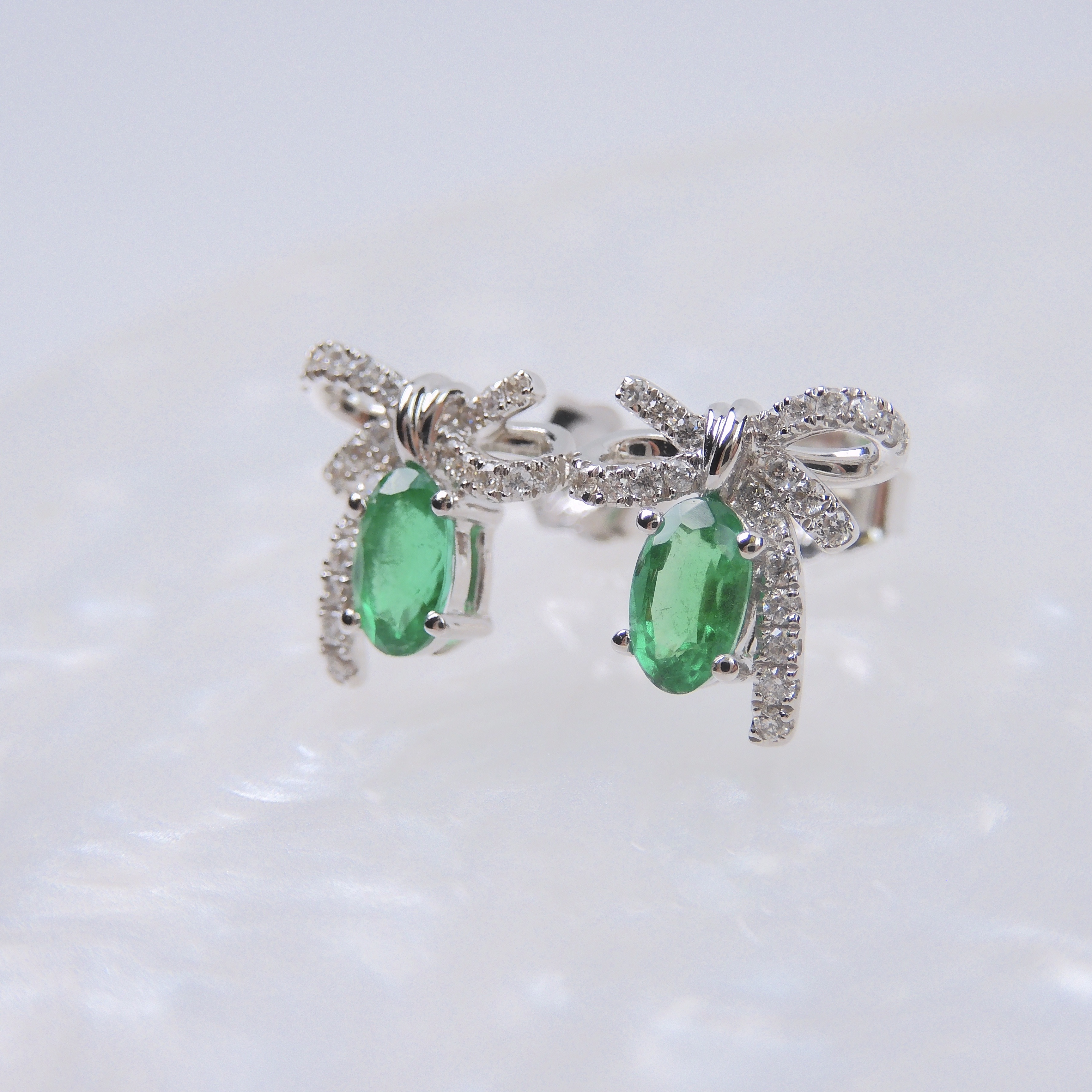 18K金 0.48ct 綠寶石耳釘