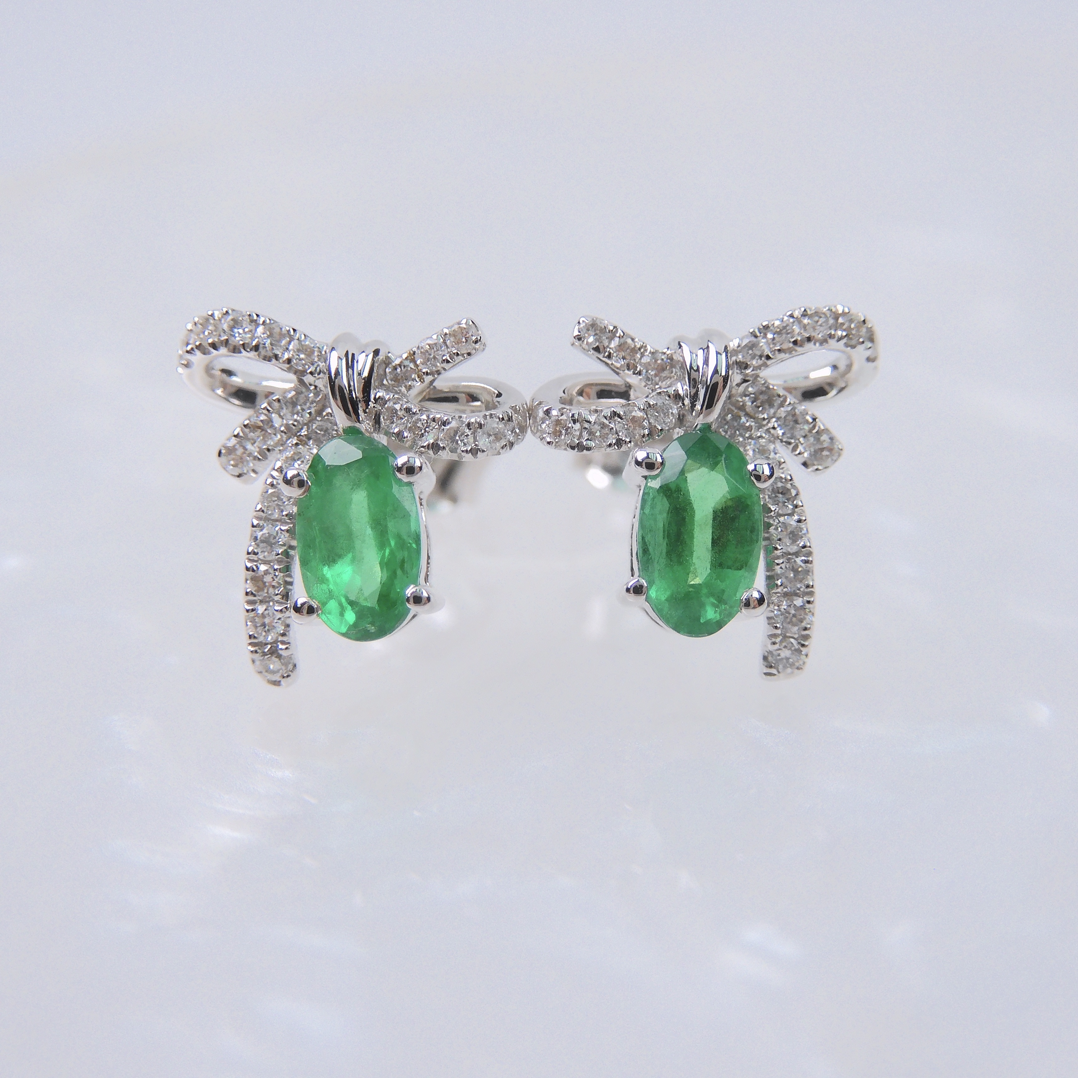 18K金 0.48ct 綠寶石耳釘