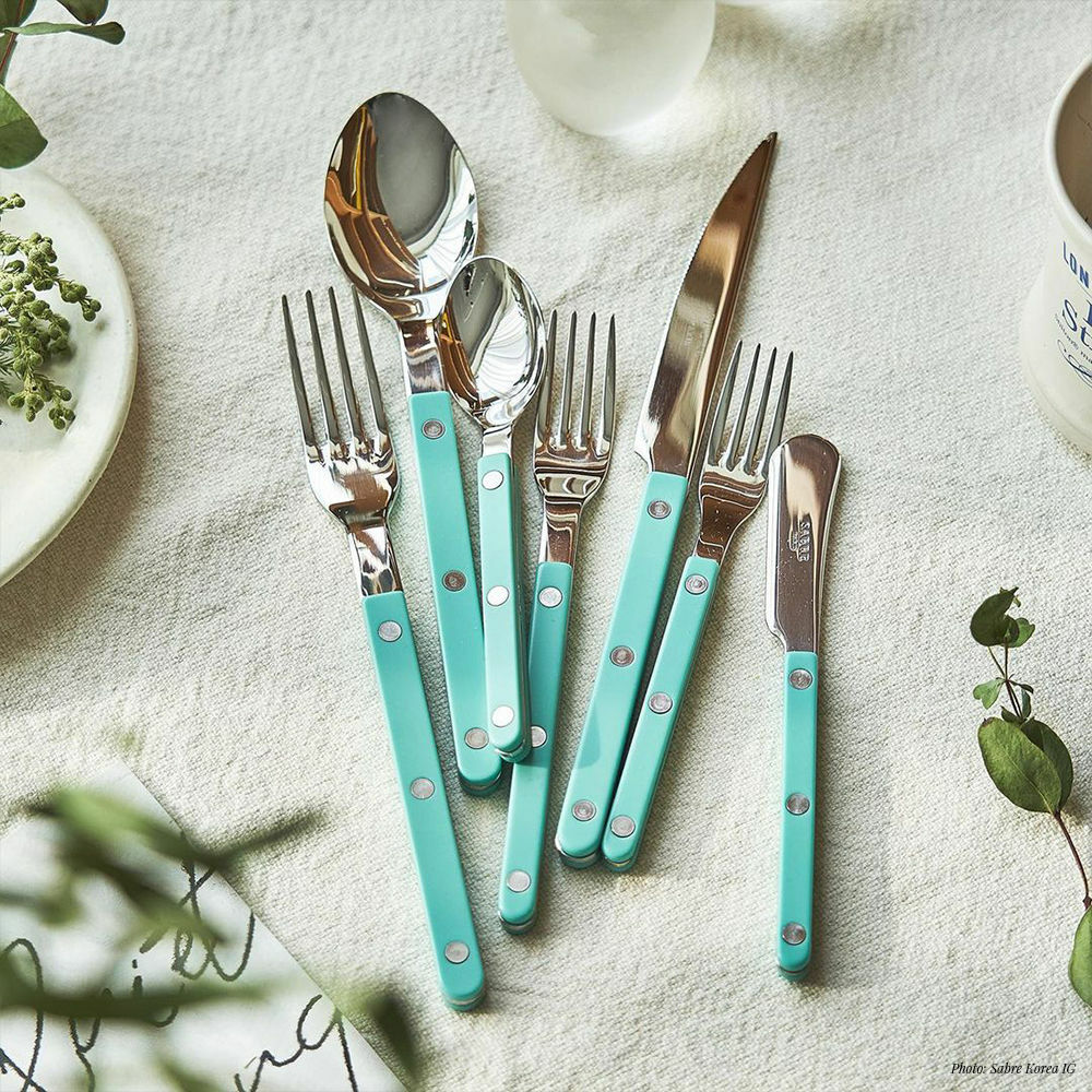 SABRE | Bistrot 復古酒館鈕扣系列 | 沙拉叉 | 亮面 | 粉彩綠