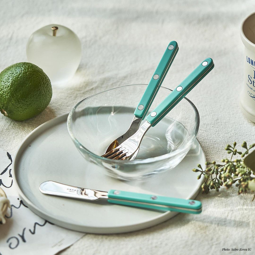 SABRE | Bistrot 復古酒館鈕扣系列 | 點心/蛋糕叉 | 亮面 | 粉彩綠