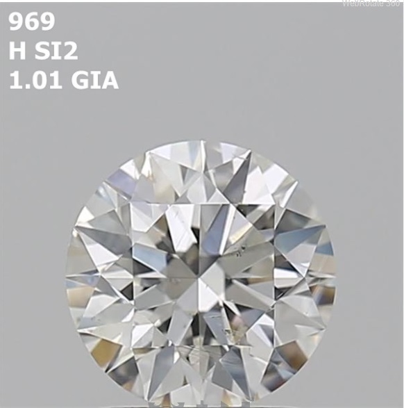 Round  1.01ct  H  SI2   EX  EX  EX  N