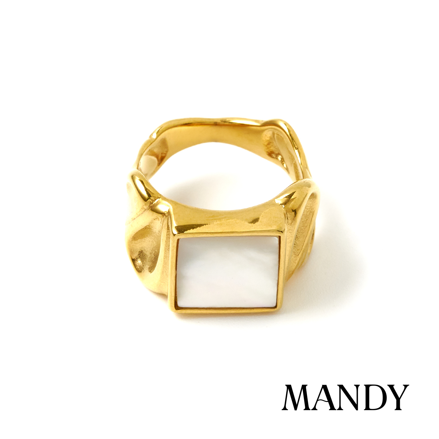 夏曼娣聯名,鈦鋼鍍18K金,戒指