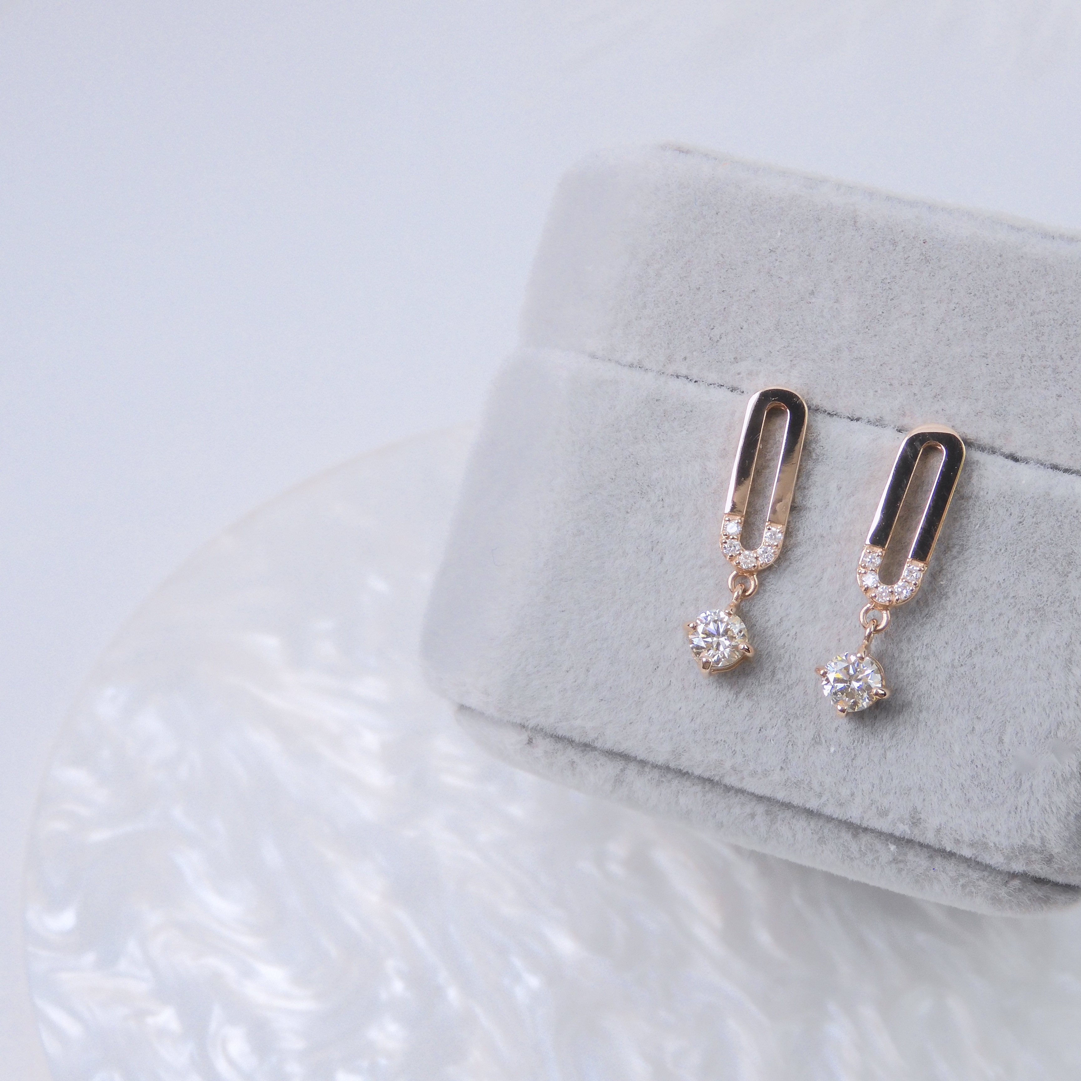 18K金 0.42ct 鑽石耳釘