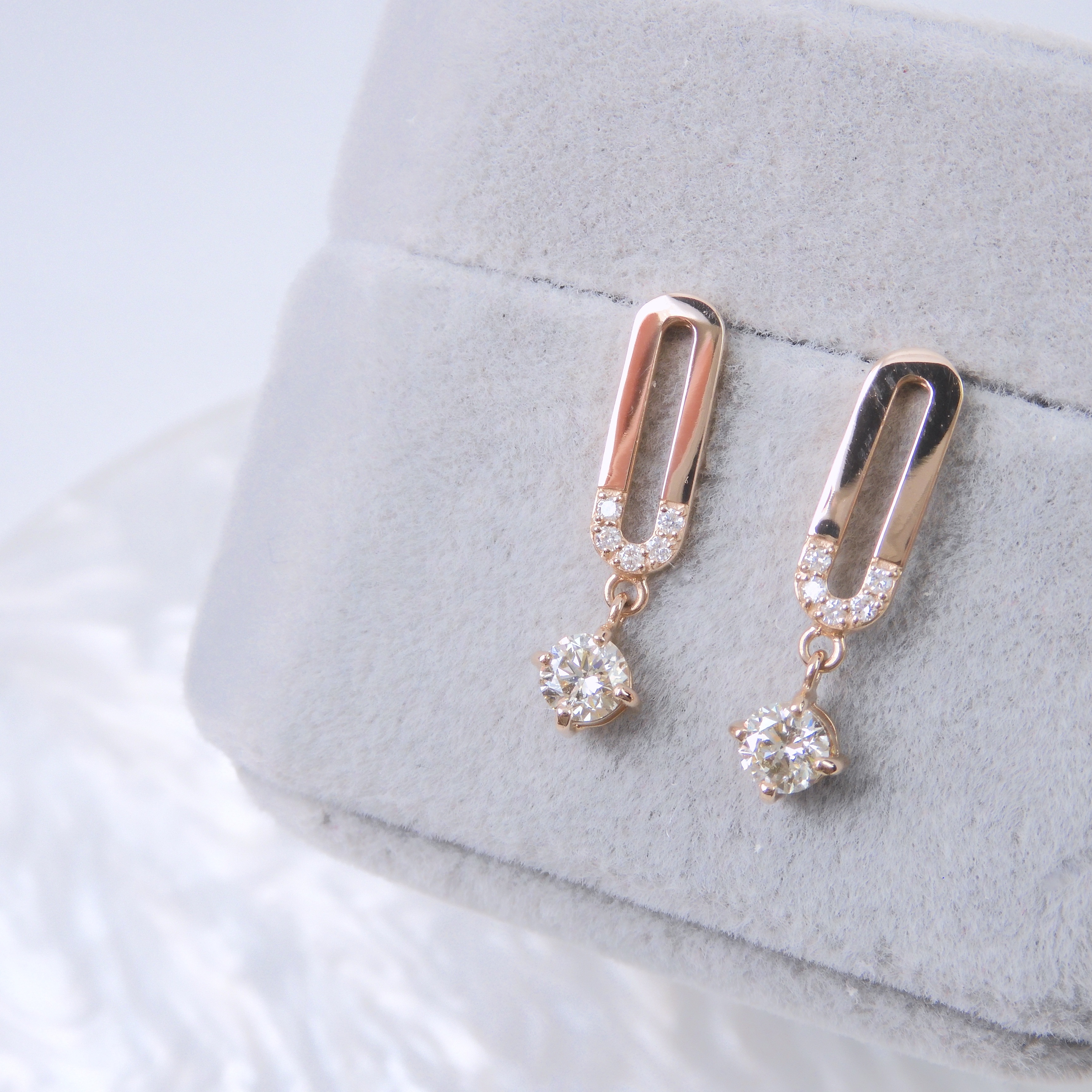 18K金 0.42ct 鑽石耳釘