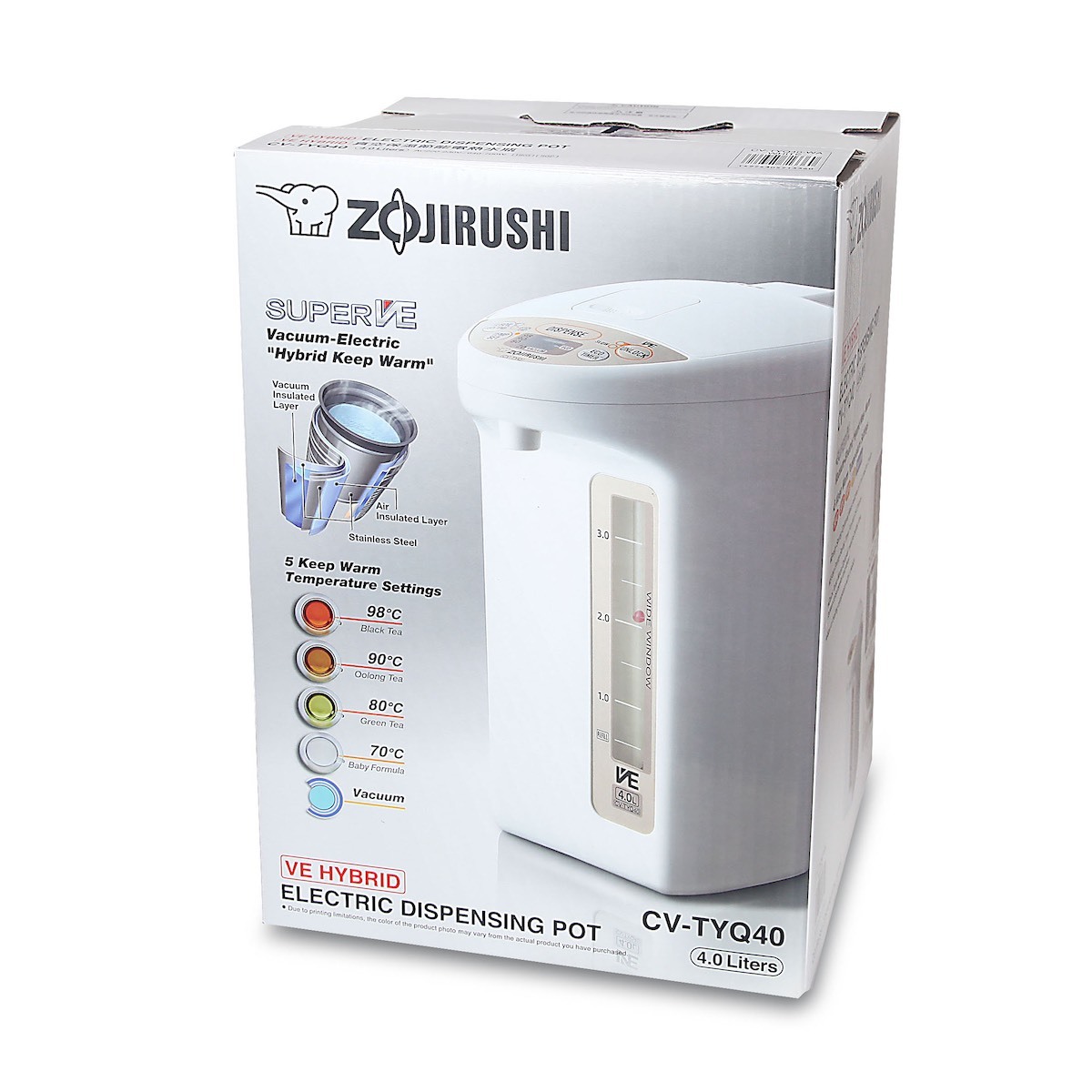 象印 4L 220V VE真空保温節能電熱水瓶【香港行貨 一年保用】 -CV-TYQ40