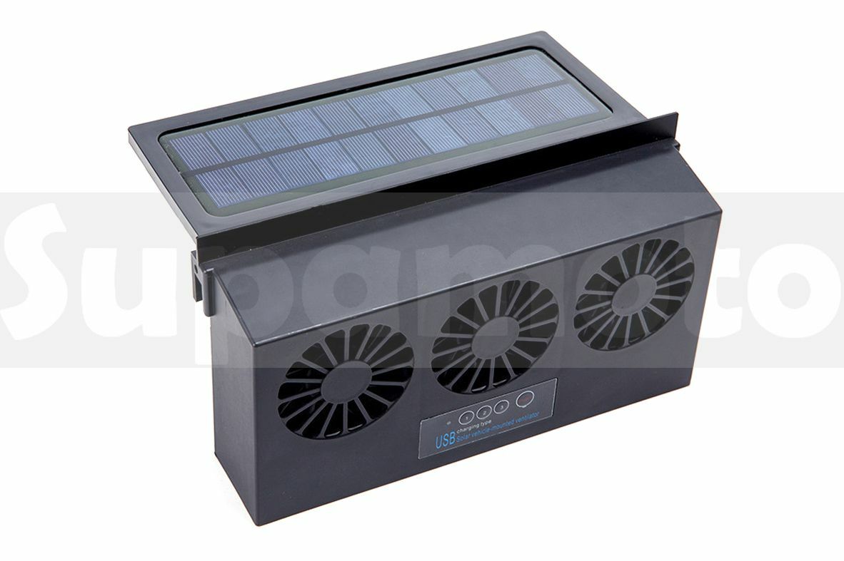 -Supamoto- 太陽能 三風扇 排風扇 電池 充電 可調式 降溫 循環 免拉線 車窗 窗戶 汽車 換氣 通風
