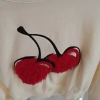 [S] KIRSH BIG CHERRY BOUCLE CROP SWEATSHIRT,WHITE, KFKQSCTM500MIVA [FINAL SALE] (SMW50)