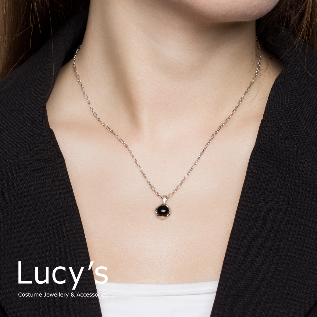 925純銀 黑瑪瑙 項鍊 (101077)