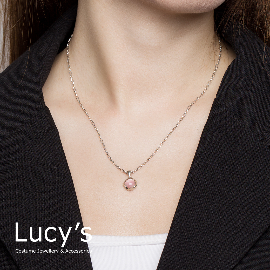 925純銀 粉珍珠母貝 項鍊 (101082)