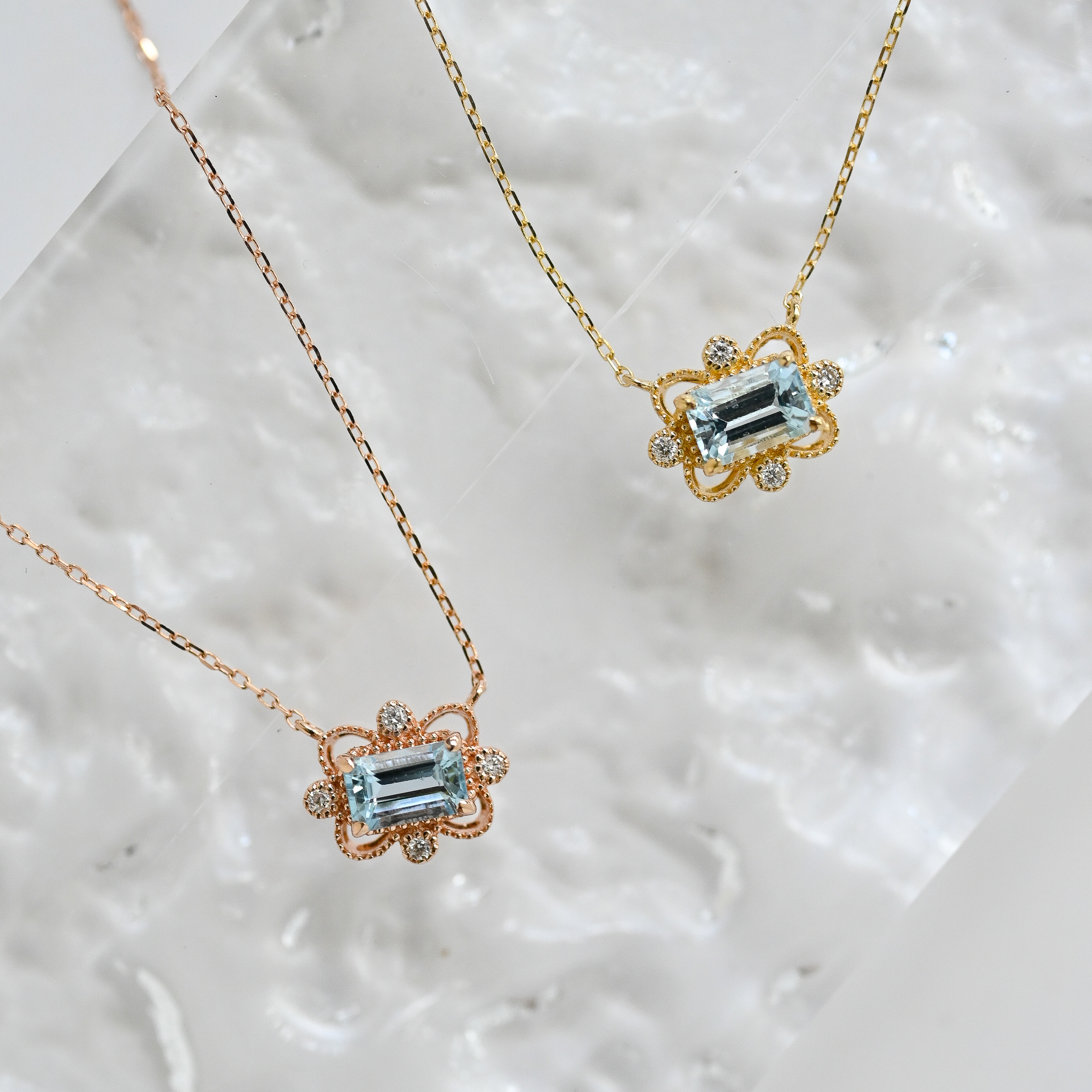 18K Aquamarine Diamond Necklace