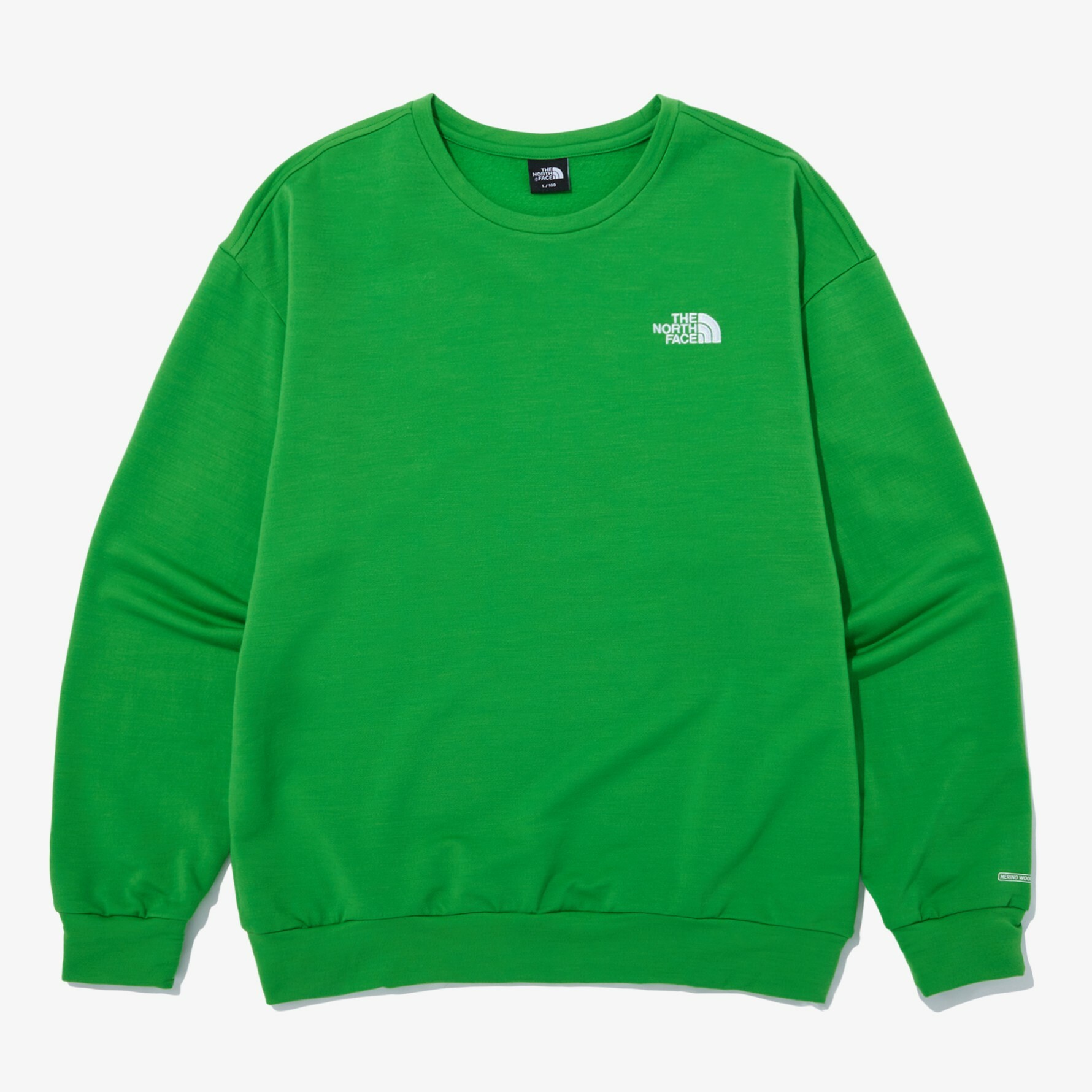 THE NORTH FACE 美麗諾羊毛 EX CREW1 長袖 衛衣 大學T 綠 NI5MN53E