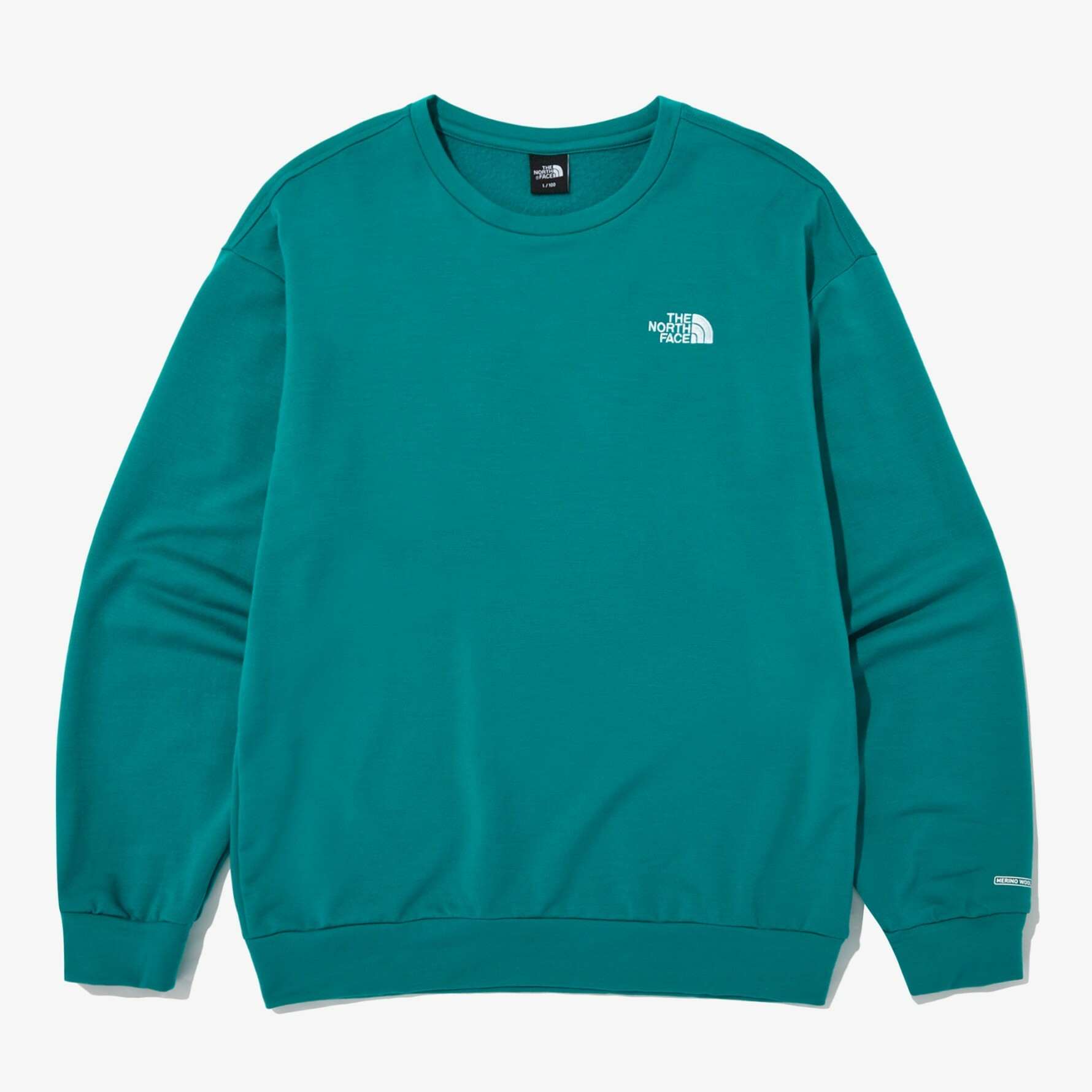 THE NORTH FACE 美麗諾羊毛 EX CREW1 長袖 衛衣 大學T 綠松石 NI5MN53G