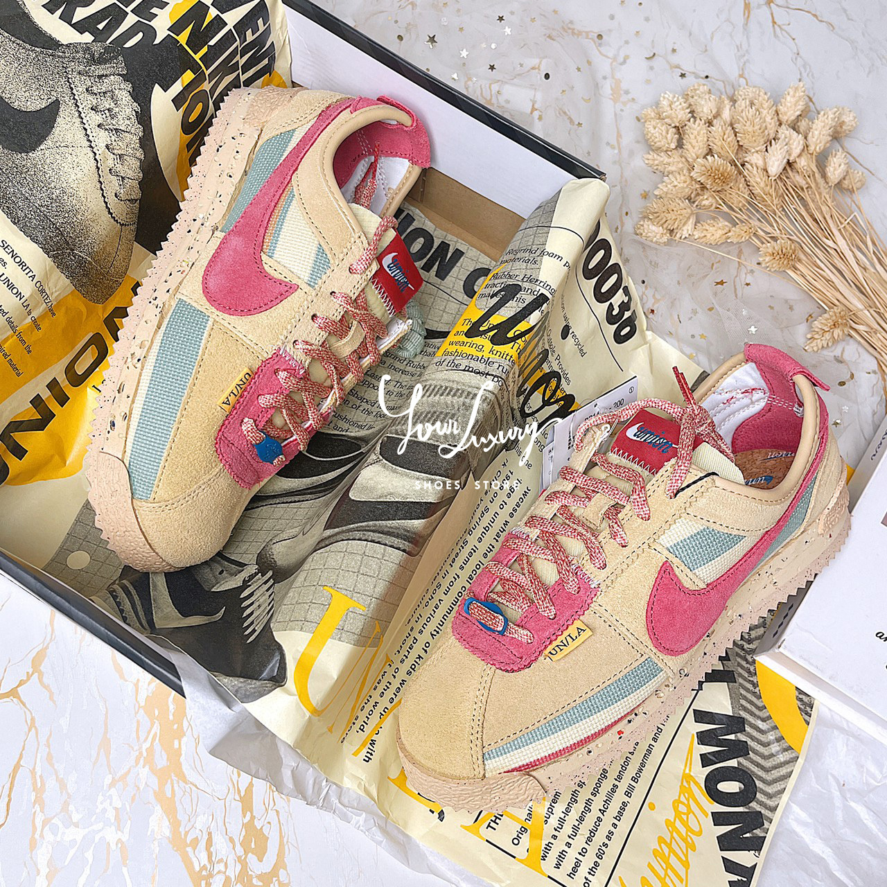【Luxury】Union x Nike Cortez SP Sesame 棕粉色 男女鞋 阿甘鞋 DR1413-200