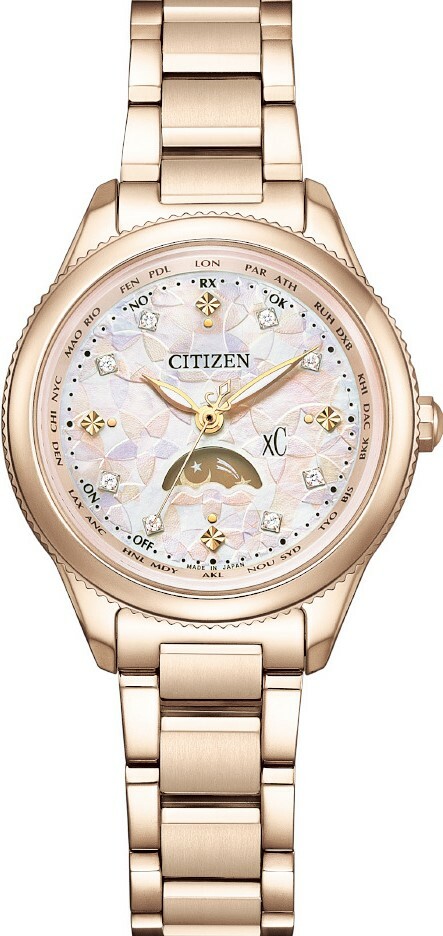萬年鐘錶 - Citizen 星辰錶  XC   光動能電波錶 限定 小錶徑鈦金屬月相女錶  EE1004-57W 錶徑29MM