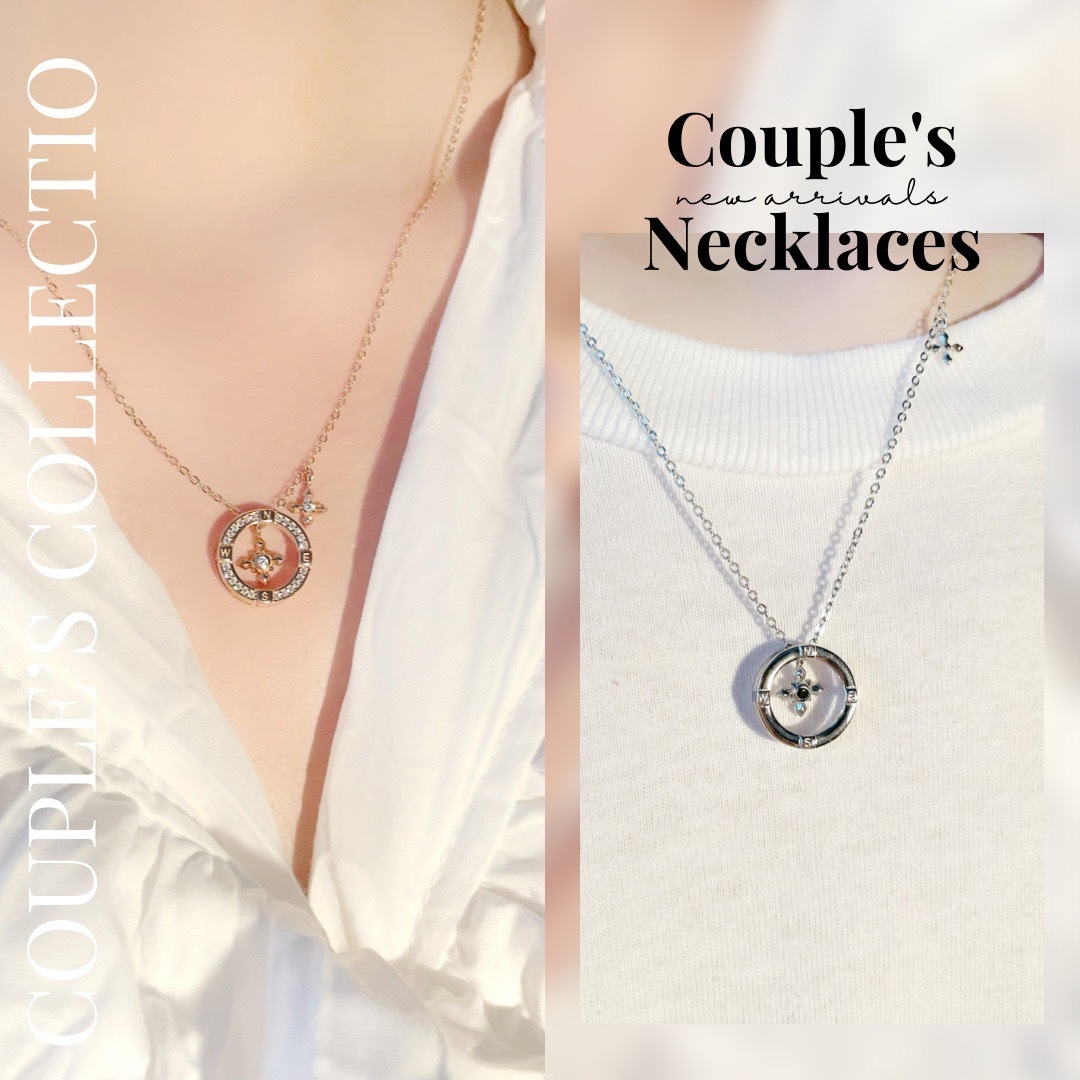 | 925純銀・白金・ 玫瑰金 | 心動指南針情侶項鍊 (男款 / 女款) | NE0654 |