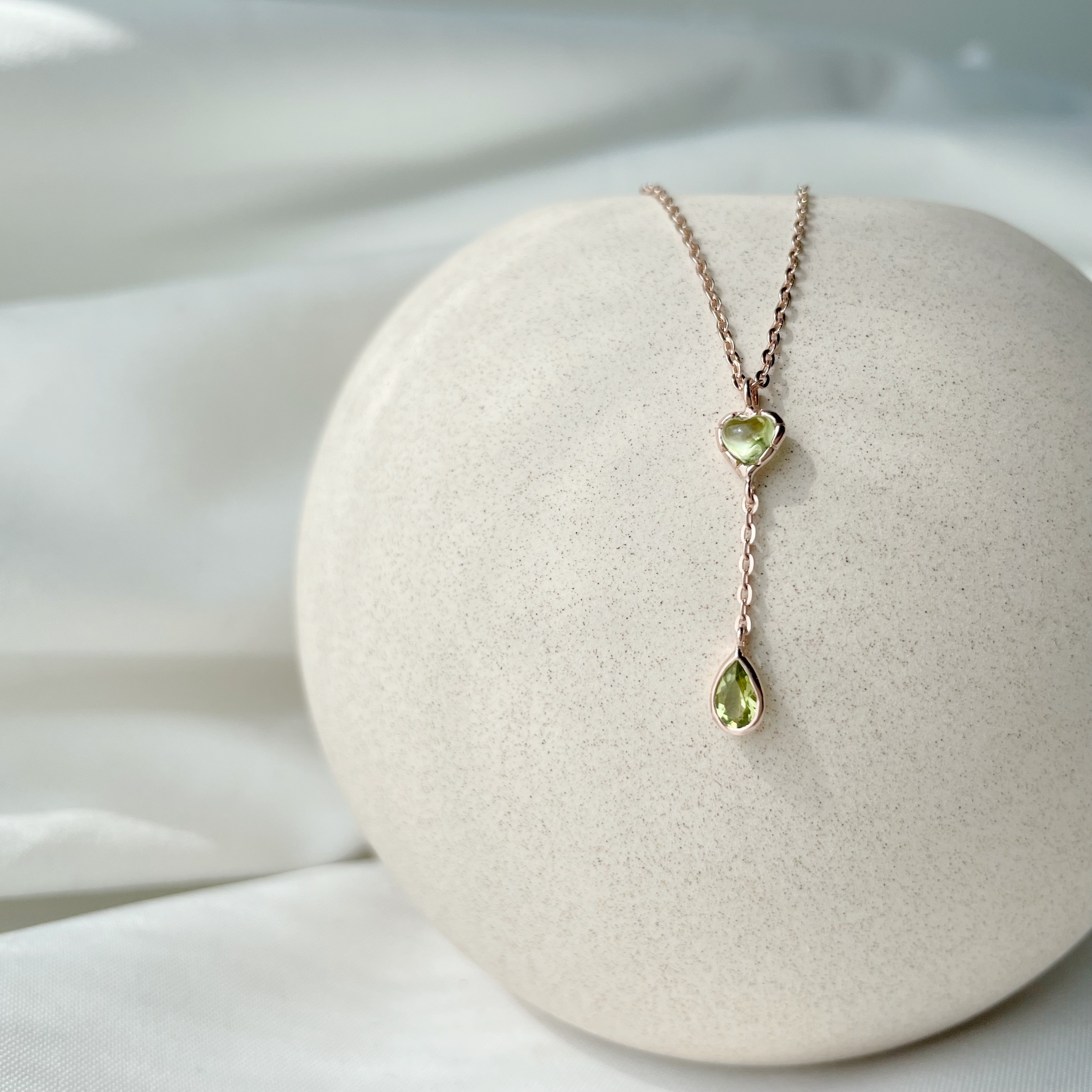 QQ heart橄欖水滴微Y字項鍊