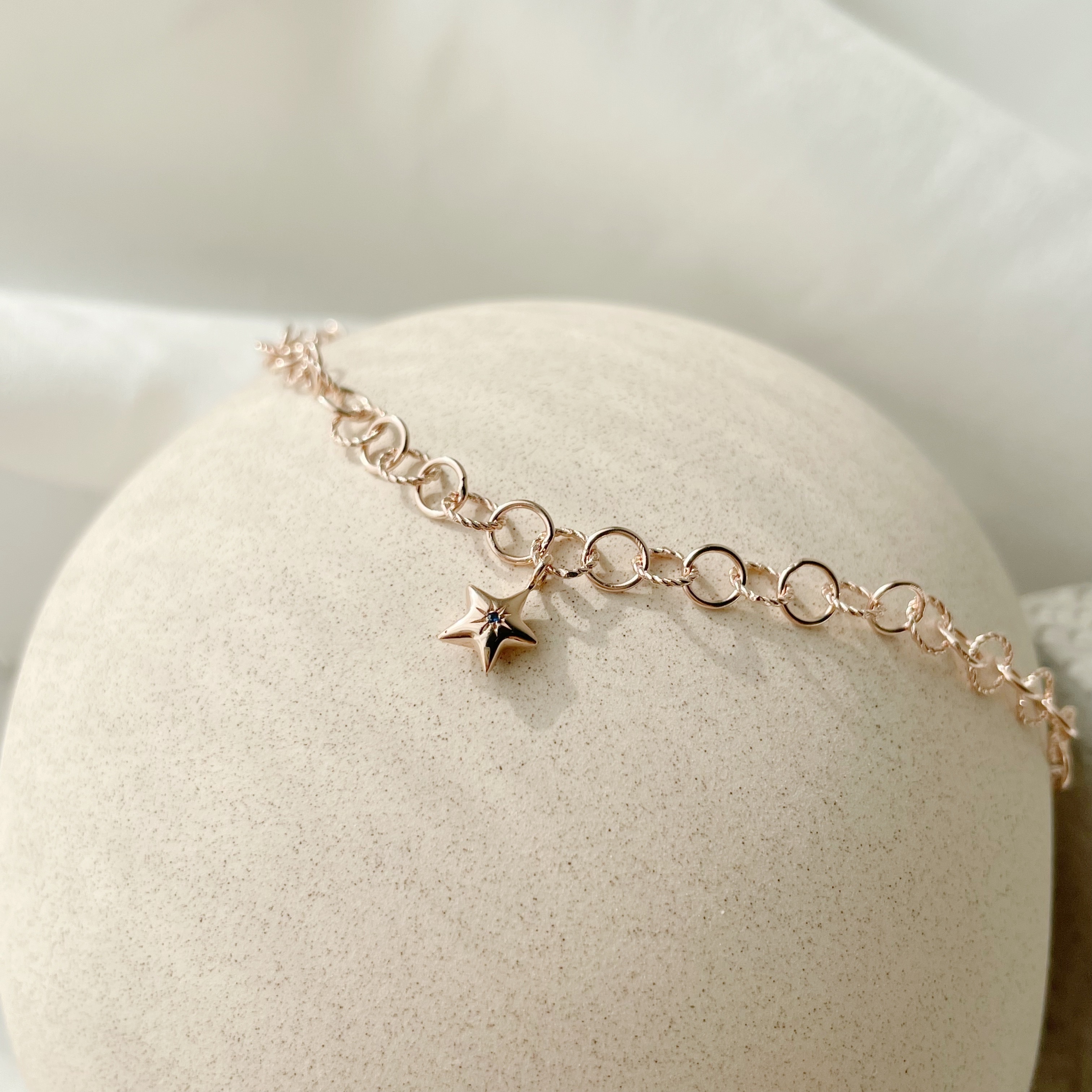 胖胖星mini藍寶麻花圈圈粗手鍊