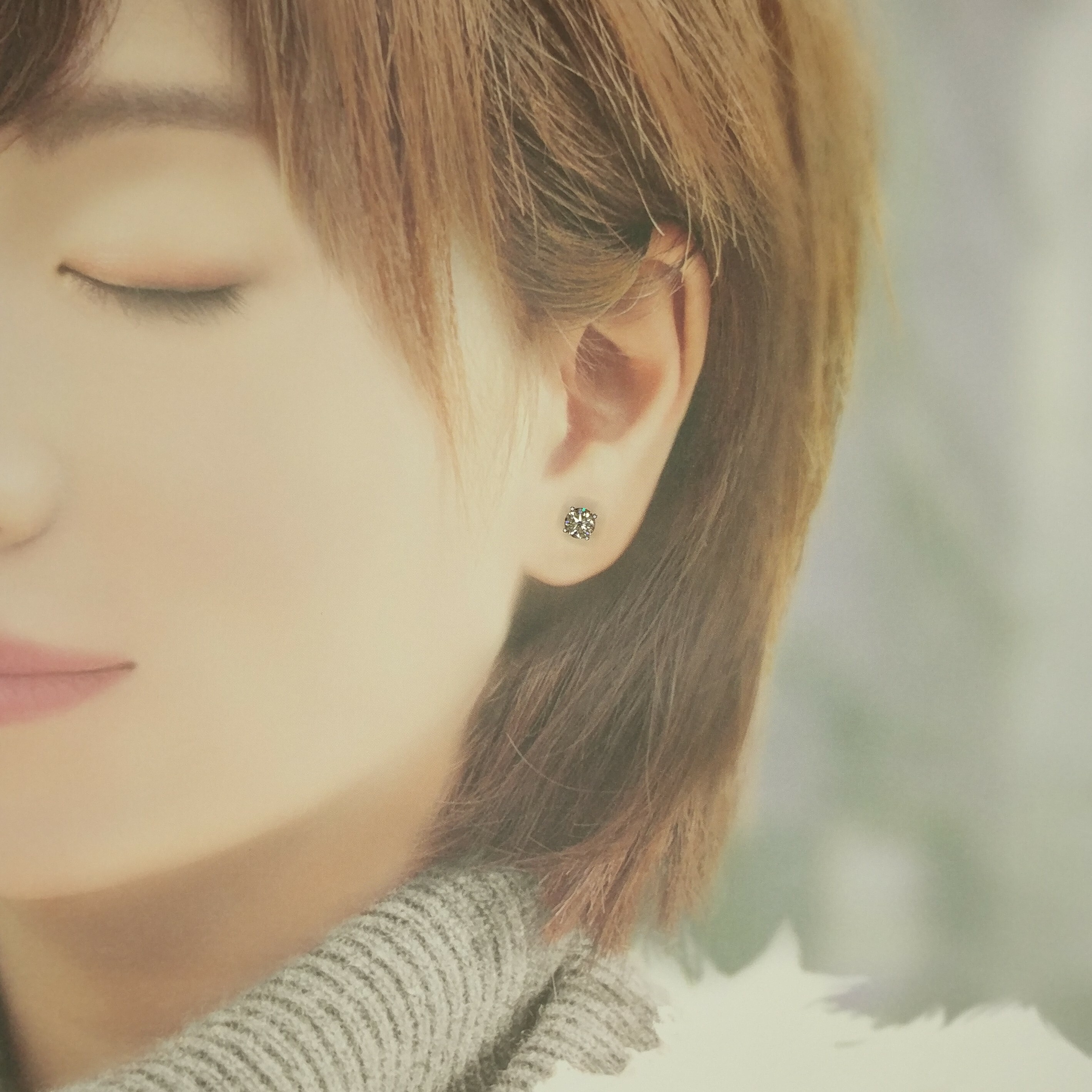 全新18K白金【主石62份鑽石】四爪單耳環