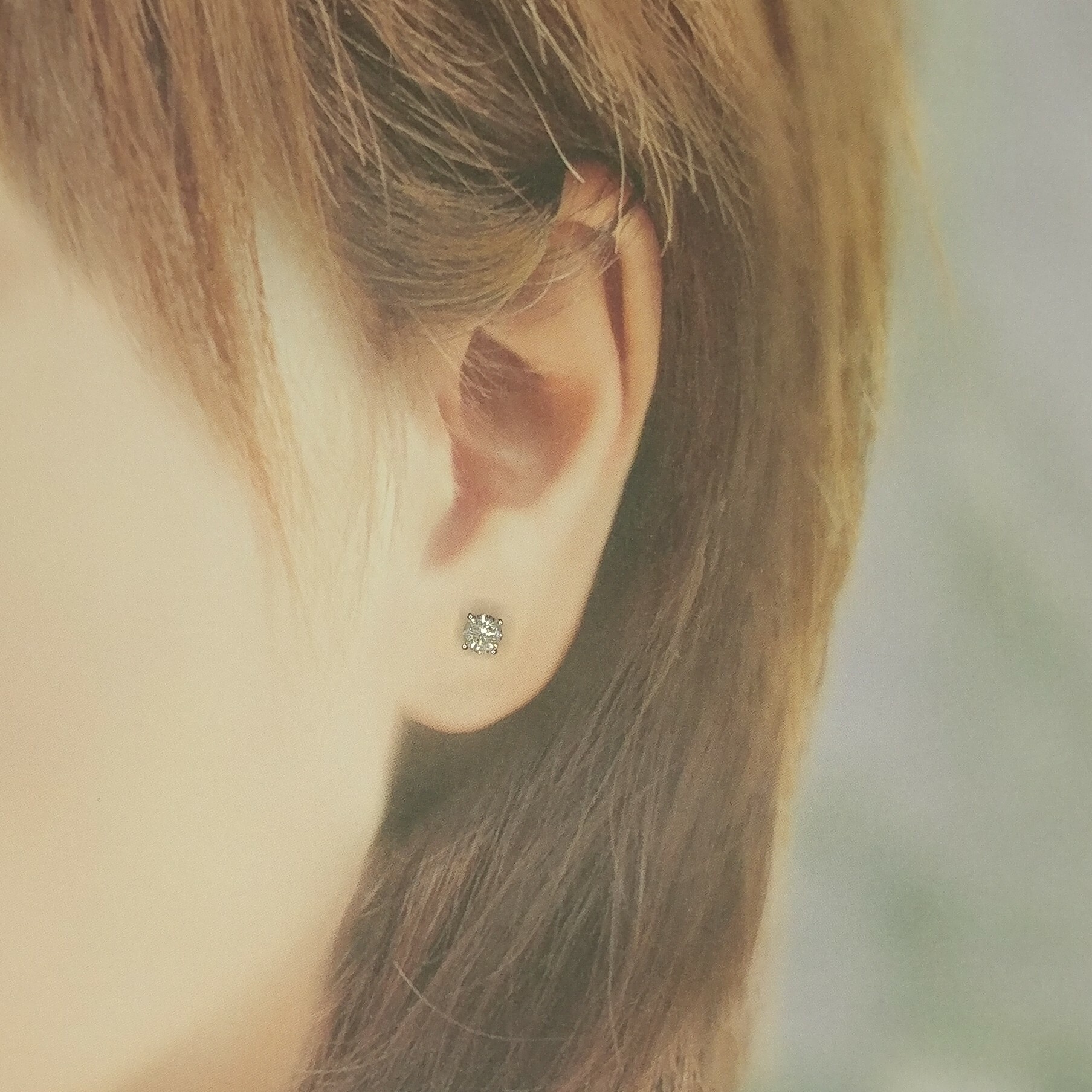 全新18K白金【主石76份鑽石】四爪耳環