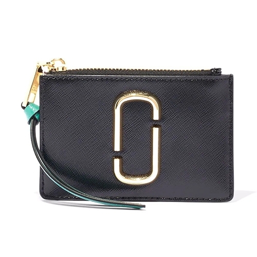 MARC JACOBS Snapshot 黑x橘配色 鑰匙圈證件卡片夾/拉鍊零錢包(M0013359-012)