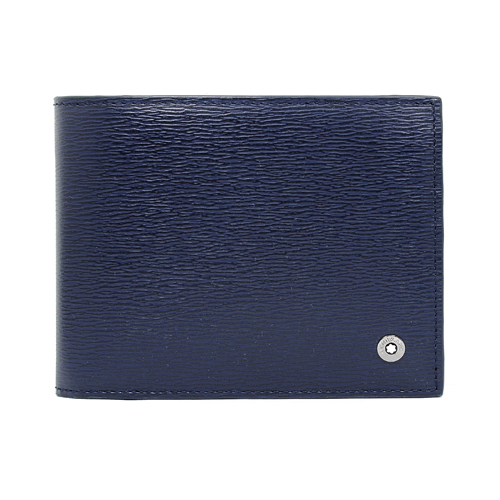 MONTBLANC萬寶龍 4810 Westside系列 防刮牛皮短夾 深藍