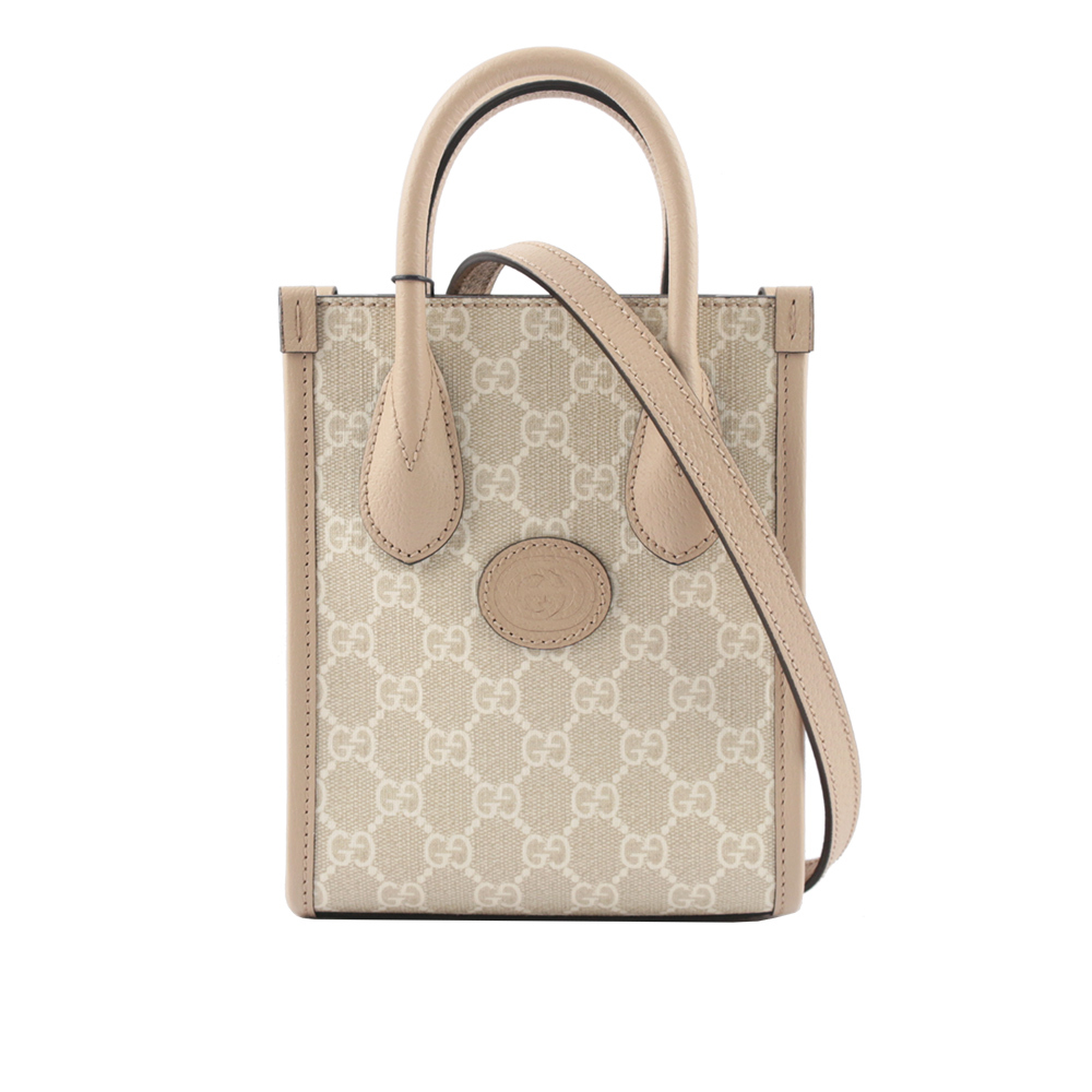 【GUCCI】Interlocking G 迷你手提/斜背托特包