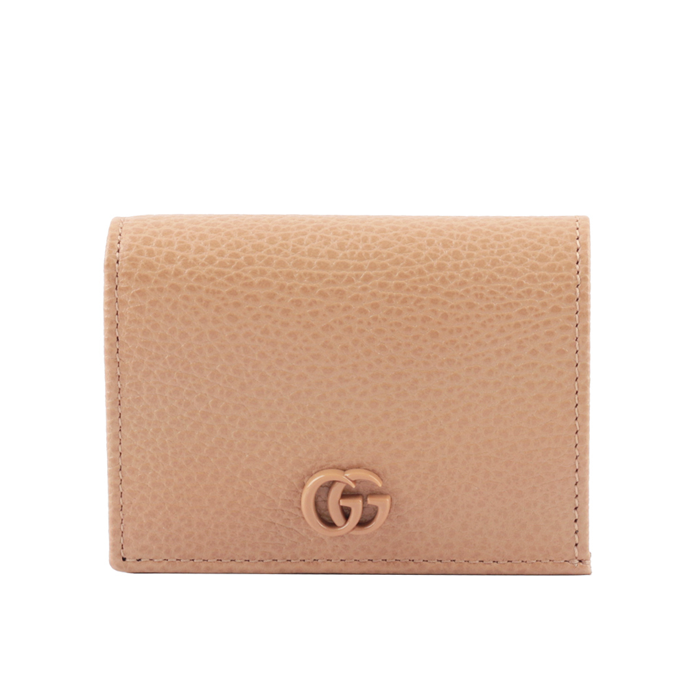 【GUCCI】GG MARMONT 新款荔枝皮革卡片小短夾