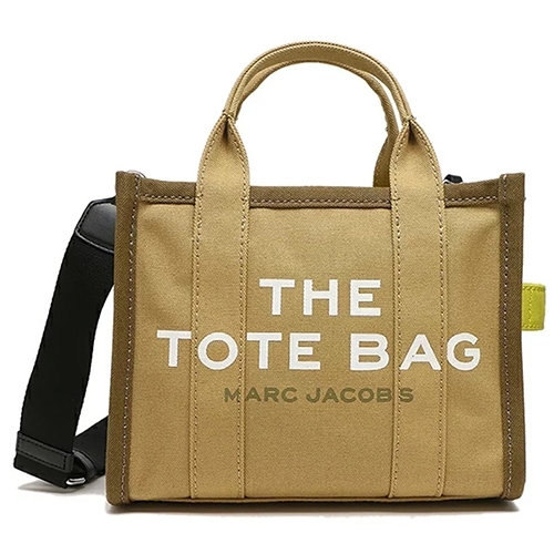 MARC JACOBS Traveler 撞色滾邊帆布手提斜背兩用迷你托特包 (白色/卡其色)