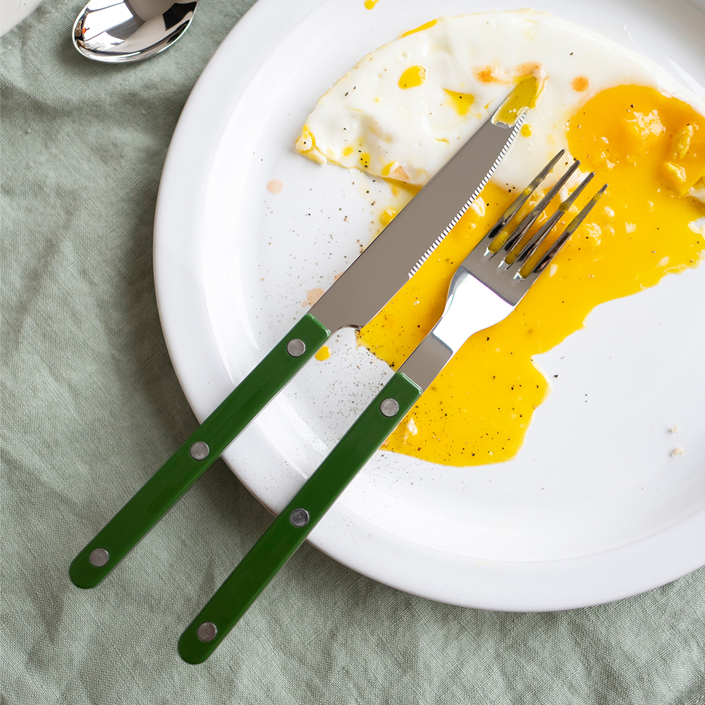 SABRE | Bistrot 復古酒館鈕扣系列 | 主餐刀 | 亮面 | 綠