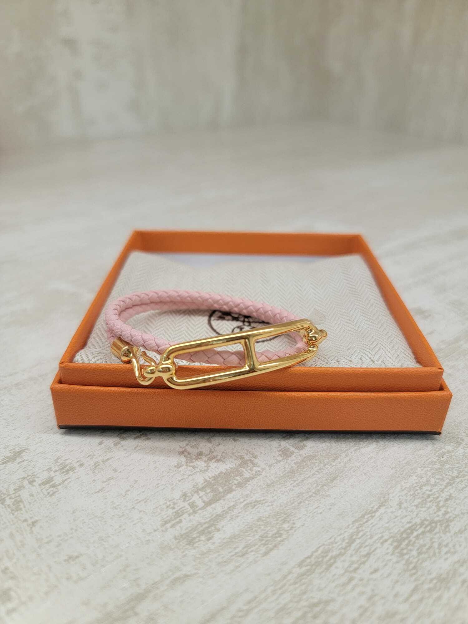 HERMES Roulis Double Tour bracelet 3Q Rose Sakura  F  豬鼻手繩 櫻花粉拼金扣