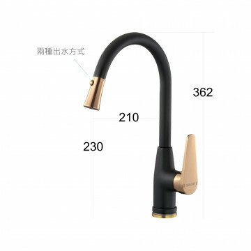 日日商 龍頭系列 PVD 花灑檯面龍頭 黑色+玫瑰金 ED-KA4903-B
